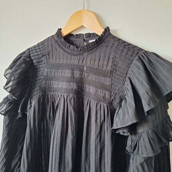 TOPSHOP Black High Neck Prairie Top - Picture 3 of 9